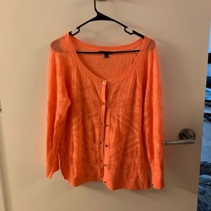 Lace, button down, scoop neck sweater